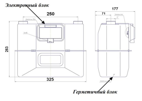 Газовый счетчик СГБЭТ G6 pegas - размеры